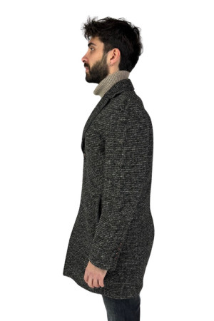 Markup cappotto baronetto in misto lana a microfantasia mk22742 [72dbca7f]