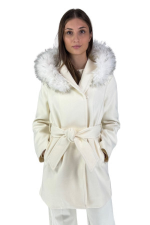 Markup cappotto in misto lana con ecopelliccia su cappuccio mw764631 [d3d6c828]