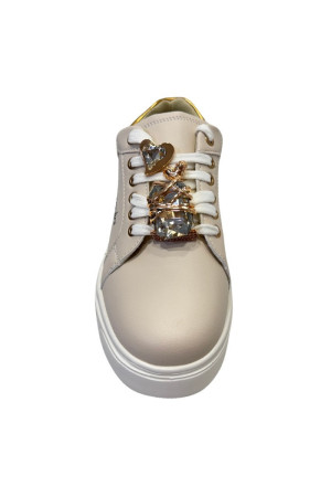 Braccialini sneaker in pelle con dettaglio gioiello L47 [7a039378]