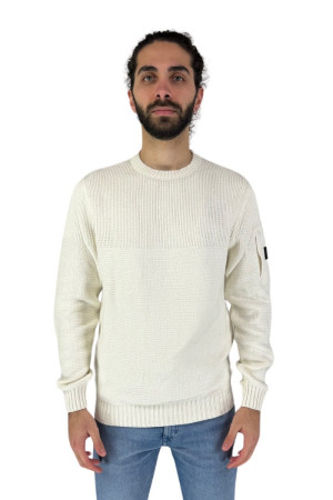 North Sails maglione girocollo in lana e cotone con patch logo 699872 [d6ceee64]