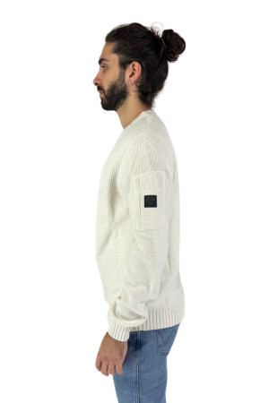 North Sails maglione girocollo in lana e cotone con patch logo 699872 [d6ceee64]