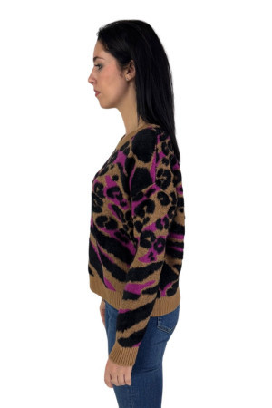 Fresh Flower maglia girocollo a fantasia animalier ff444 [f0d24ae6]