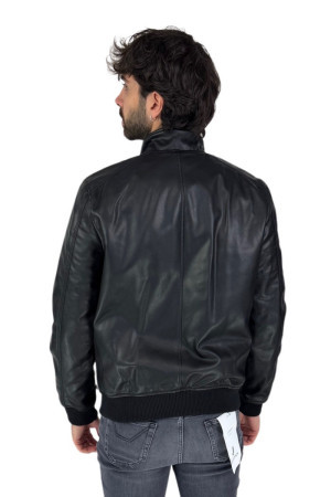 Markup bomber in ecopelle con collo lupetto mk24005 [05c44805]