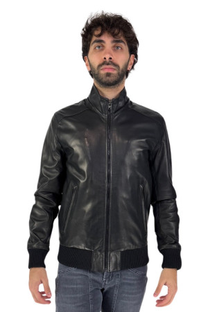 Master Pelle bomber in nappa con collo a lupetto mp272-np [4296447e]