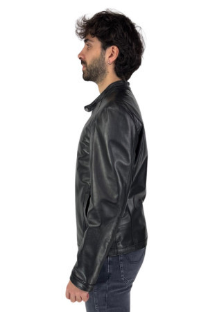 Master Pelle biker in nappa con collo coreano mp771-np [e3bd2f68]