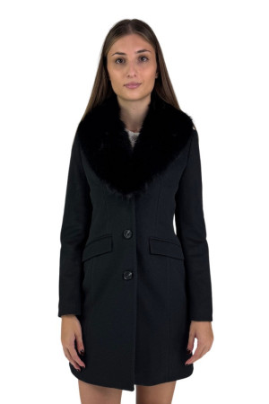 Maidoma cappotto midi in misto viscosa con ecopelliccia ai25f01/2075 [563a6835]