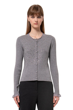 Fracomina cardigan slim a costine con strass luminosi fr24wt8032k506r9 [eb45b2a2]