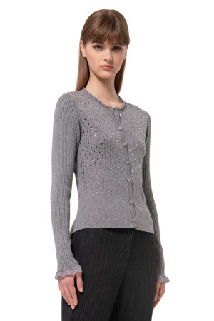 Fracomina cardigan slim a costine con strass luminosi fr24wt8032k506r9 [eb45b2a2]