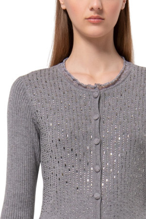 Fracomina cardigan slim a costine con strass luminosi fr24wt8032k506r9 [857e30ab]