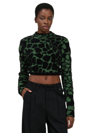 Influencer maglia cropped con fantasia animalier q97961 [24eaa7fc]