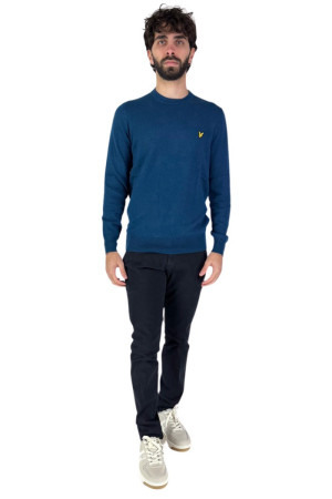 Lyle & Scott maglia girocollo in cotone e merinos con logo kn2100v [5750347a]