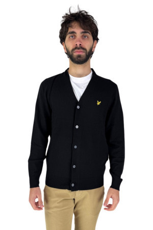 Lyle & Scott cardigan scollo a V in cotone e merinos con logo kn2100v [04c8e6b6]