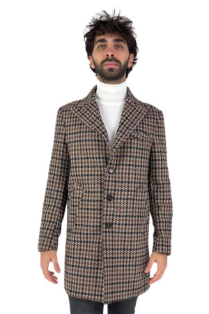 Triple-A cappotto in misto lana pied de poule ca78-2463 [e6c22a5d]