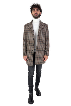 Triple-A cappotto in misto lana pied de poule ca78-2463 [8da9ef4a]