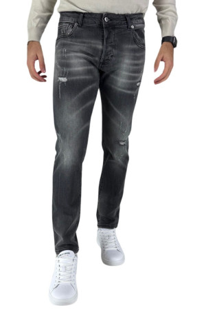 Drop Season 2 jeans in cotone stretch con logo posteriore fw24210 [7096f4bf]