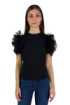 Fracomina t-shirt regular con maniche in tulle plumetis fr24wt1021j401s3