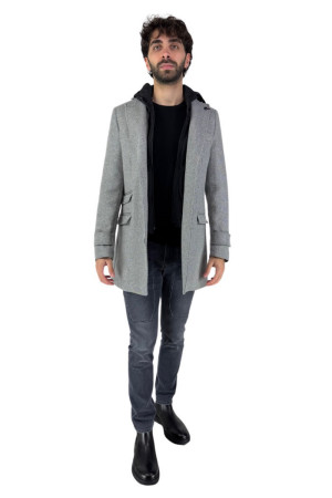 Triple-A cappotto in misto lana con cappuccio ca65-2462 [e9a6de7a]