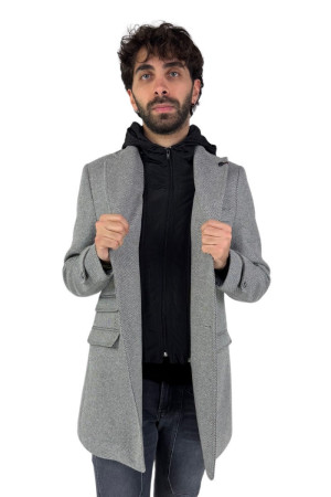 Triple-A cappotto in misto lana con cappuccio ca65-2462 [30809d77]