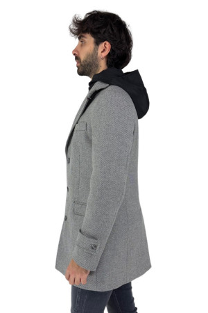 Triple-A cappotto in misto lana con cappuccio ca65-2462 [879d5c73]