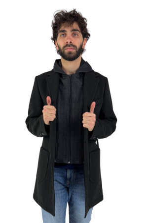 Moro cappotto a tinta unita con cappuccio e davantino removibili mcp1200 [e7ef34aa]