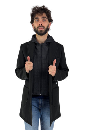 Moro cappotto a tinta unita con cappuccio e davantino removibili mcp1200 [3ec977a7]