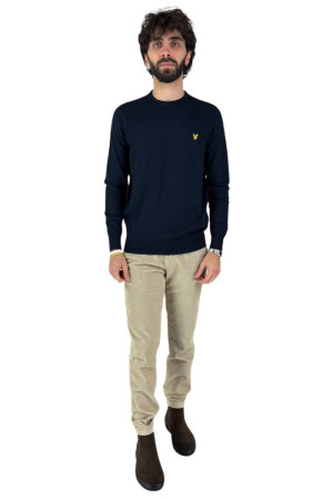 Lyle & Scott maglia girocollo in cotone e merinos con logo kn2100v [a7b20930]