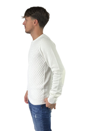 Markup maglia girocollo in misto lana vanise' con toppe mk390042